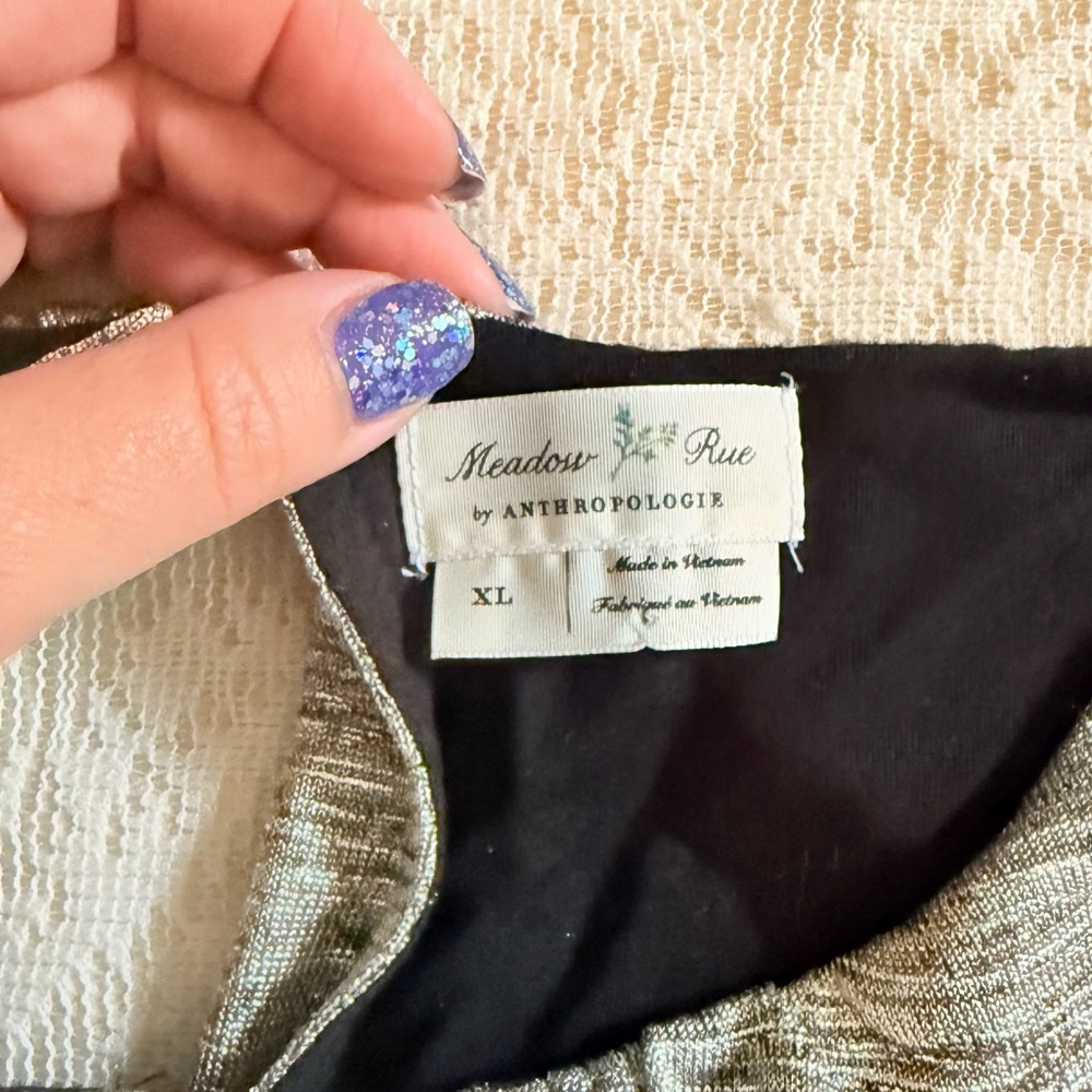 Anthropologie Meadow Rue alchemist metallic wide leg sleeveless jumpsuit - Picture 3 of 12